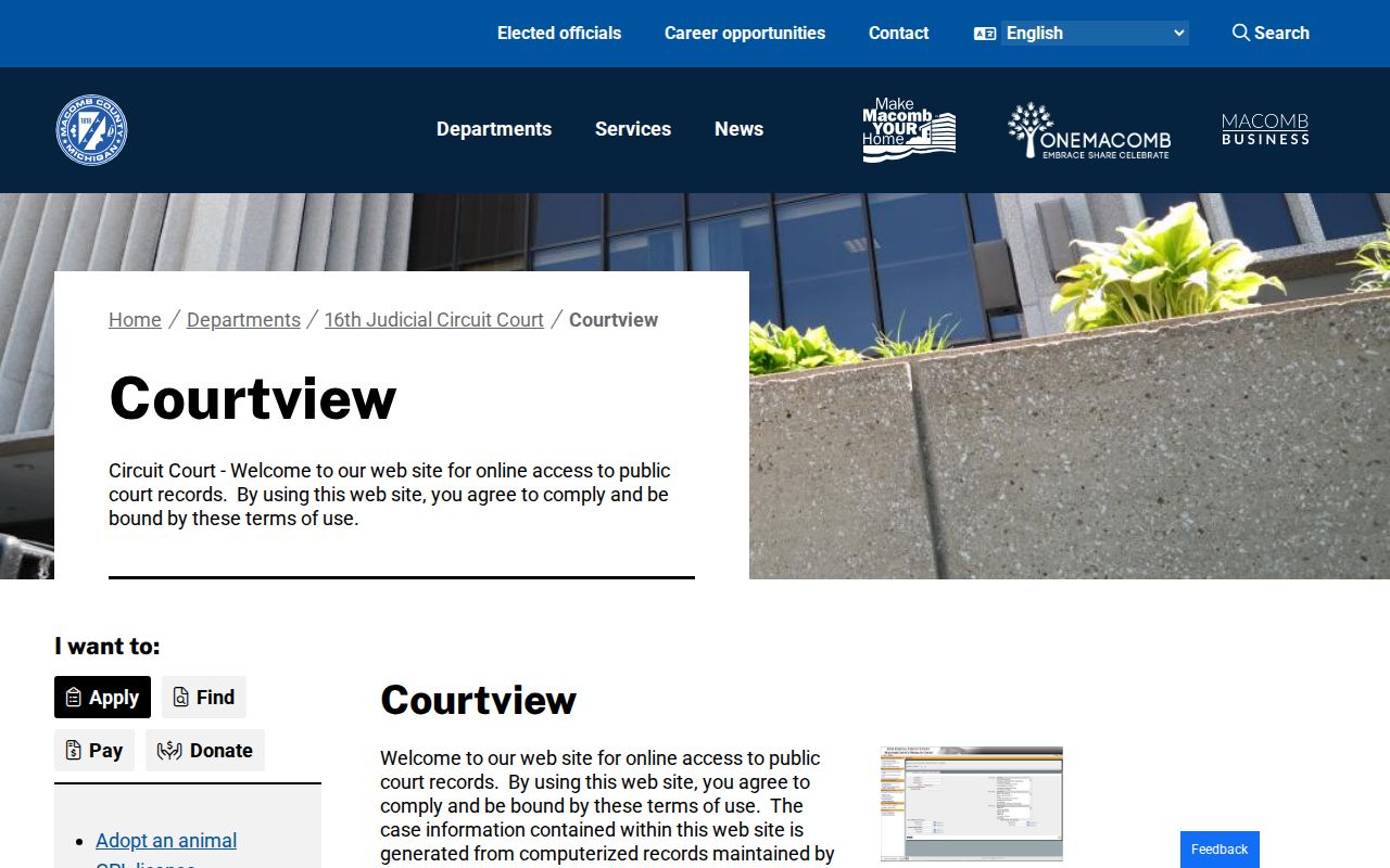 Shelby Township resident lookup CourtView public-access notice