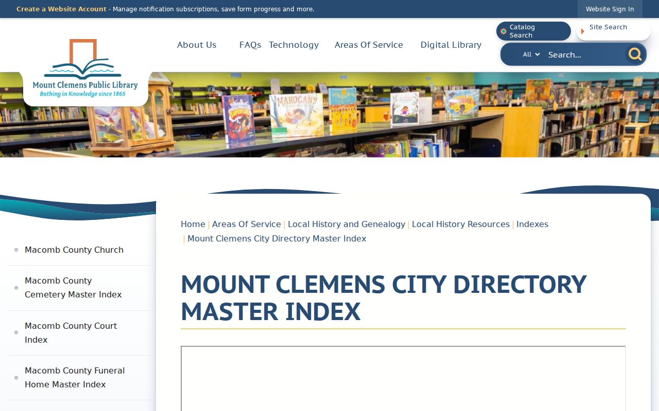 Shelby Township city directory master index at Mount Clemens Public Library